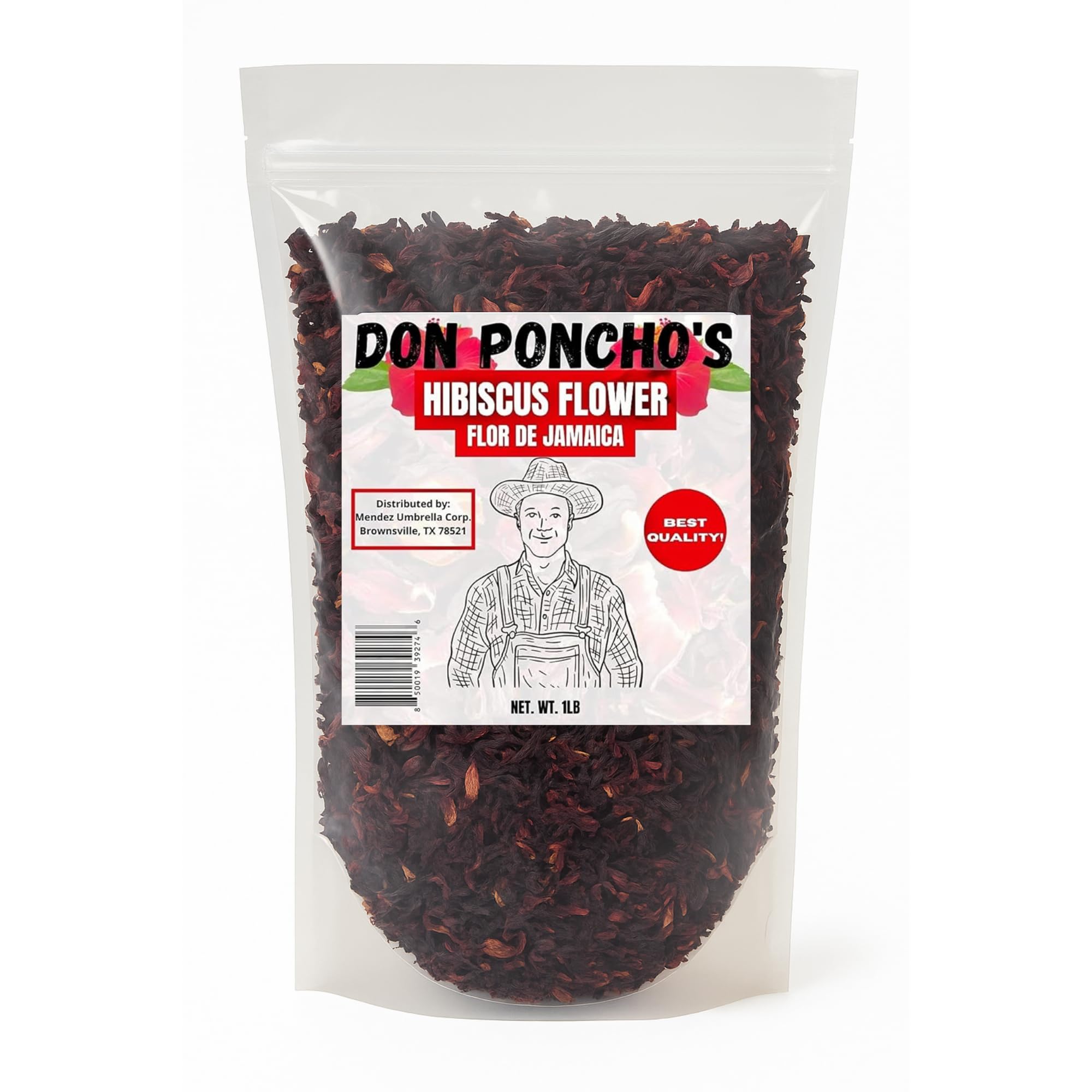 Don Ponchos - Hibiscus Flowers - Flor De Jamaica - 1lb - Product of Mexico