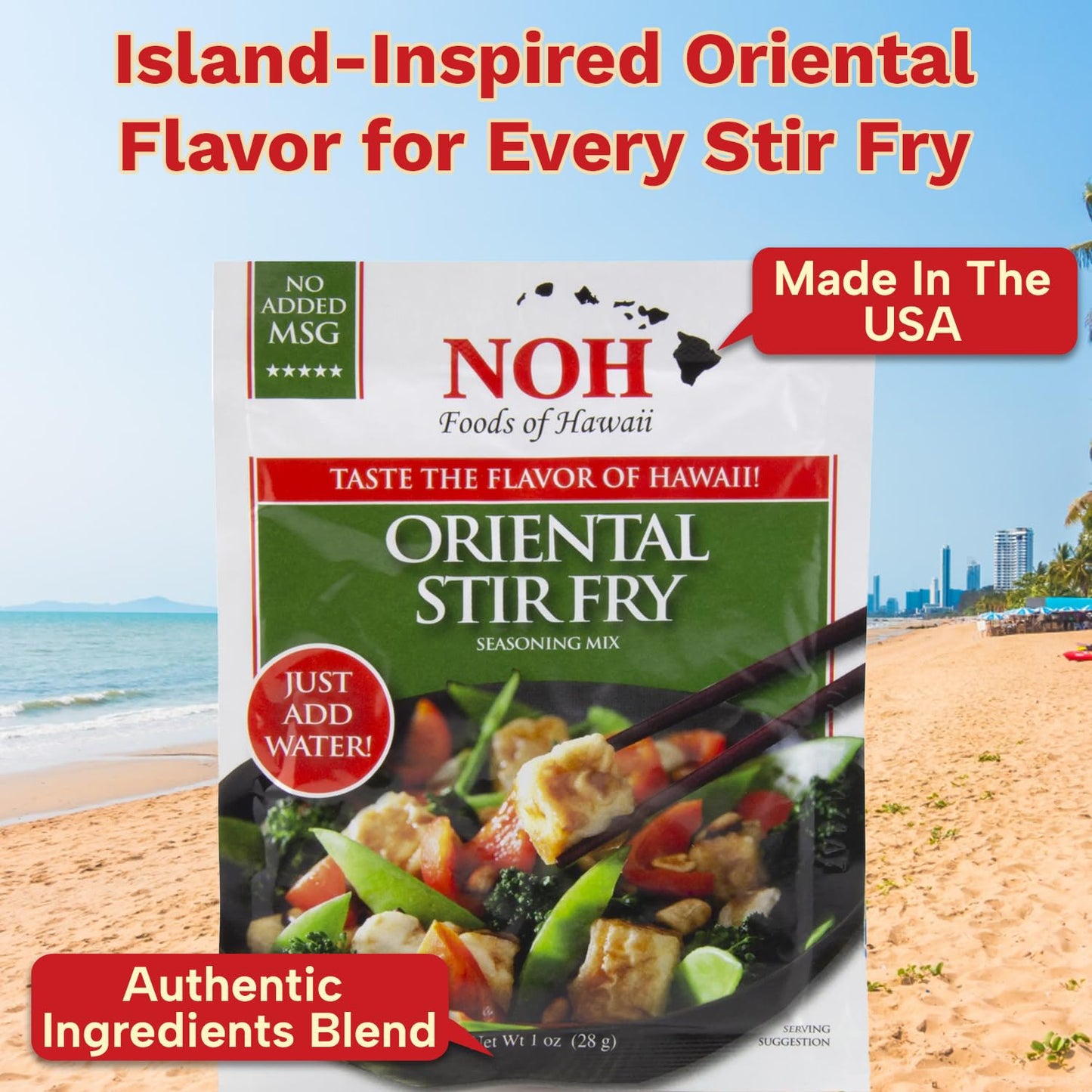 NOH Oriental Stir Fry Seasoning Mix, 1 oz Packet (Pack of 12) - Easy-to-Use Authentic Asian Stir Fry Seasoning Mix, Ideal for Beef, Chicken, Pork