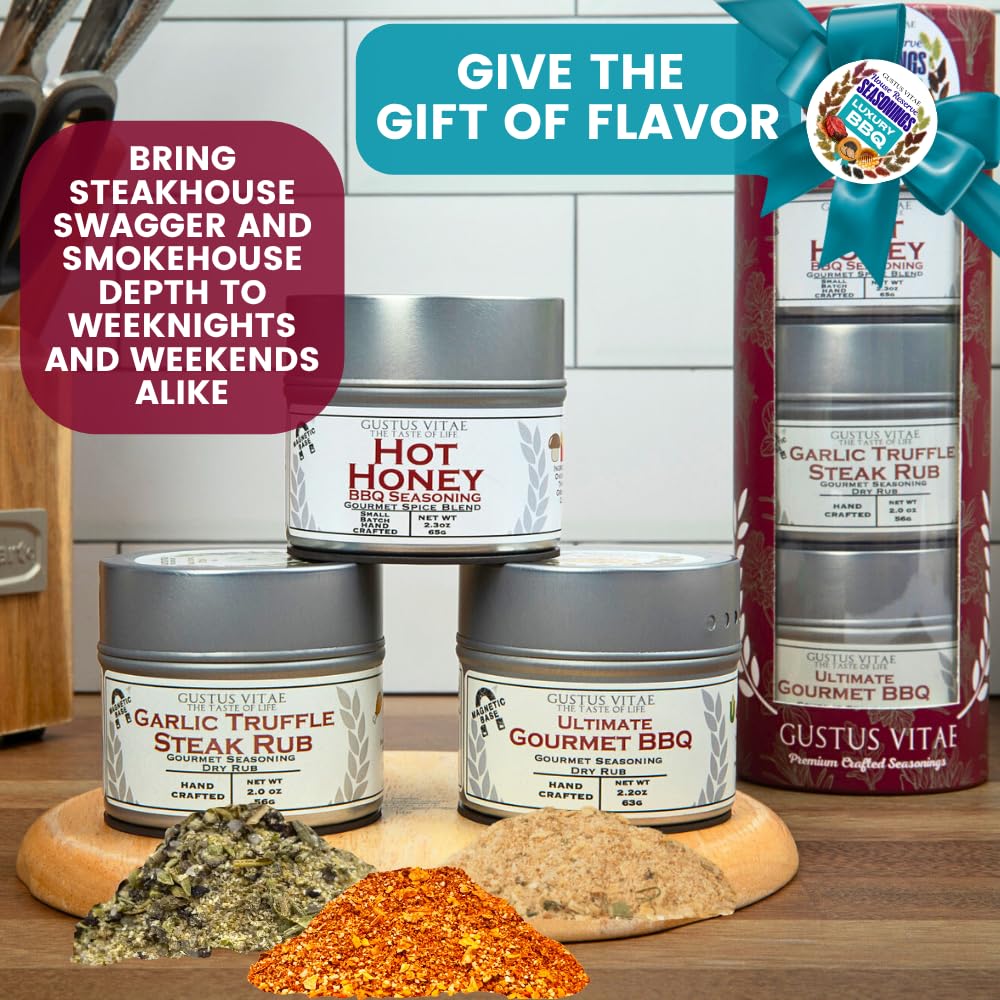 Luxury BBQ House Reserve Seasonings | Gift Packaged Set of 3 | Artisanal Gift Pack | All Natural, Non GMO Seasoning | Gourmet Spice Blends & Rubs |