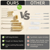 Masthome 9 Pack Bottle Brush Set, Boar Bristle Mixed PP Baby Bottle Cleaner, Long Handle Straw Brushes for Narrow Neck Bottles, Hummingbird Feeder