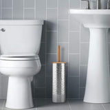 nu steel TBH-MET-17 Slim Compact Freestanding Toilet Bowl Brush and Holder for Bathroom Storage and Organization - Space Saving, Sturdy, Deep