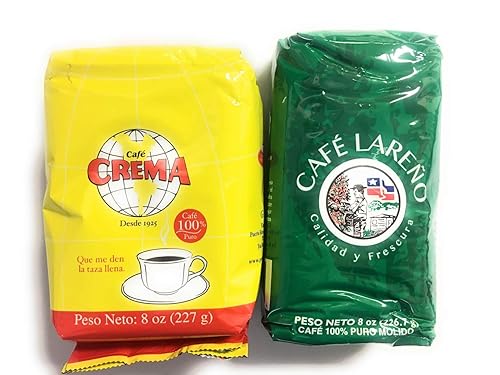 Puerto Rico Coffee Lovers - Value Pack 2 (Cafe Lareño & Cafe Crema) 8 oz Ground Coffee Bag (1 bag of each coffee)