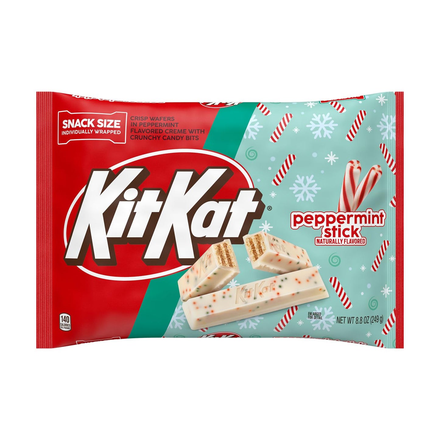 KIT KAT Peppermint Stick Flavored Wafer Snack Size, Christmas Candy Bag, 8.8 oz