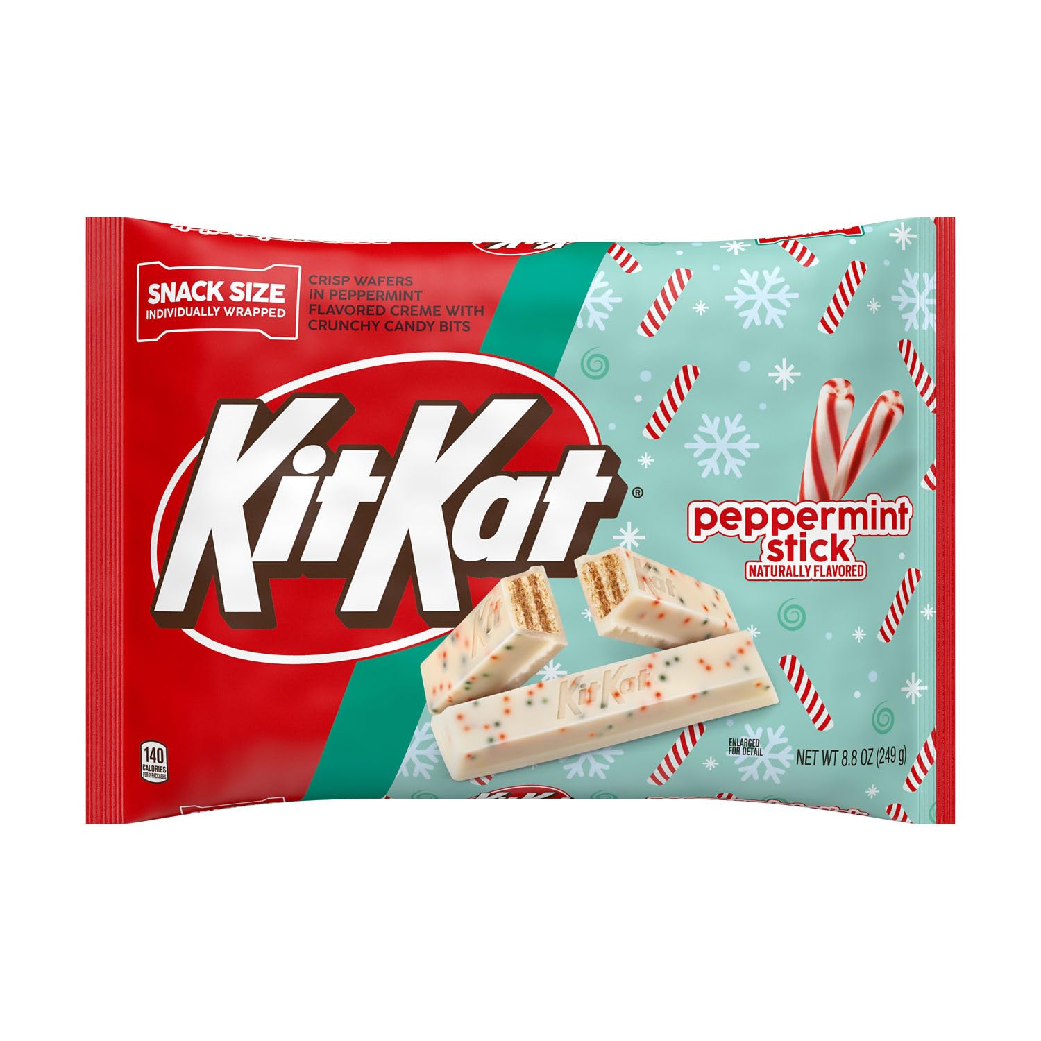 KIT KAT Peppermint Stick Flavored Wafer Snack Size, Christmas Candy Bag, 8.8 oz
