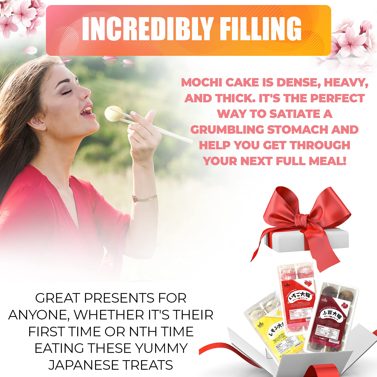 Fusion Select Strawberry Japanese Mochi Fruit Daifuku Japanese Desert Sweet Rice Cake Fruit Mochi Daifuku 240g/ 8.46oz