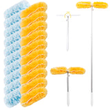 AIDELY 6 FT Extendable Duster Handle with 20 Pcs Refills, Heavy Duty Starter Kit Compatible with Swiffer, Disposable Microfiber Dusting Pads