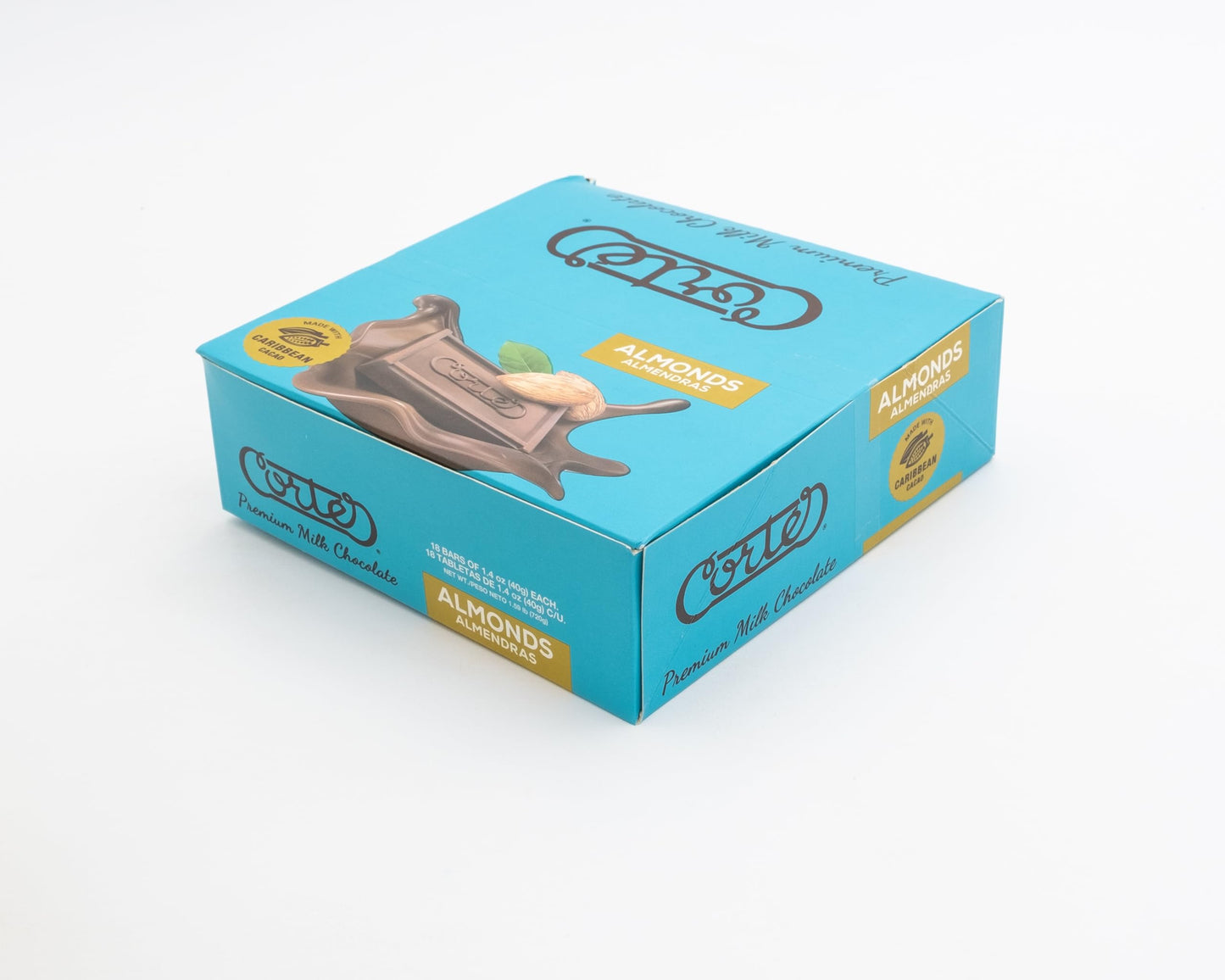 Cortés Milk Chocolate and Almond Bar 1.4 oz, Made with Caribbean Cacao (Pack of 18 bars)