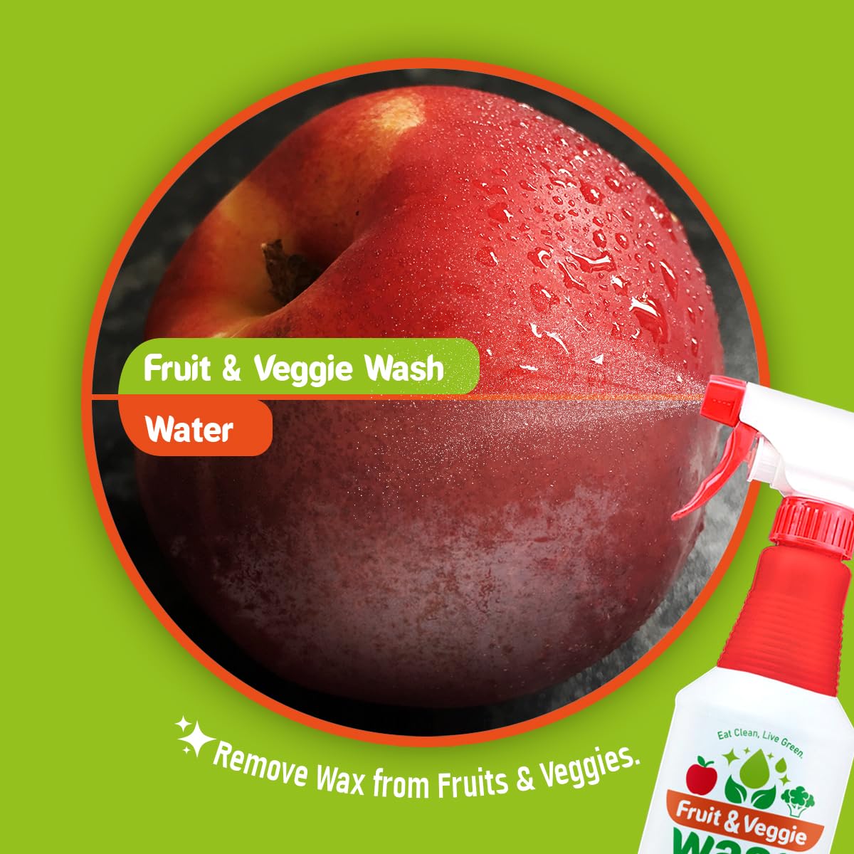 Dr. Robaina Fruit & Veggie Wash - Produce Cleaner Spray 32 fl oz | Removes Waxes & Harmful Residue | No Aftertaste | Baby-Safe Plant-Based Formula |