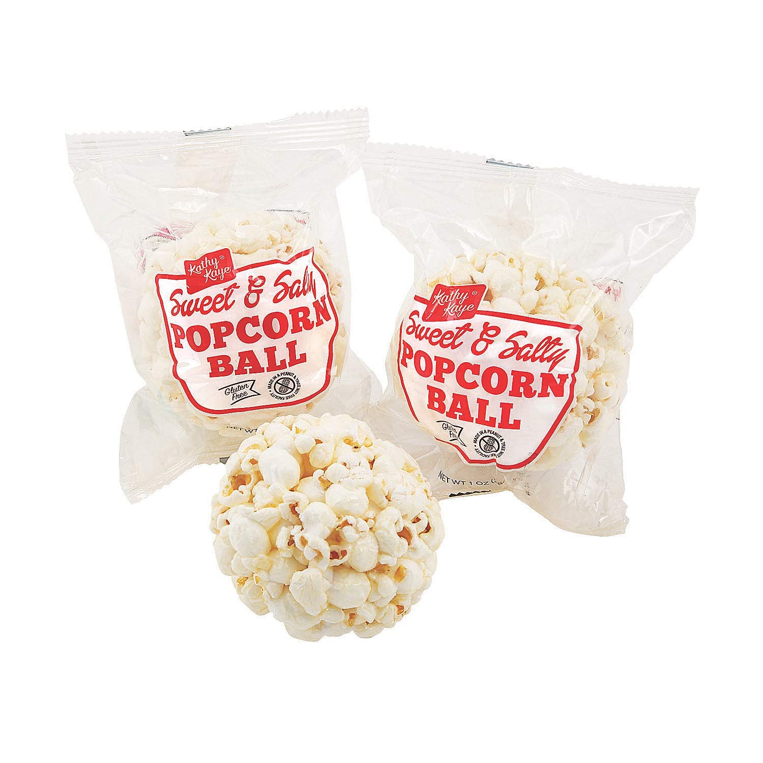 Fun Express Popcorn Balls Individual Bags 24 Pack - Gluten Free Nut Free Snacks for Kids School Classroom | Halloween Treats Party Favors Goodie Bag