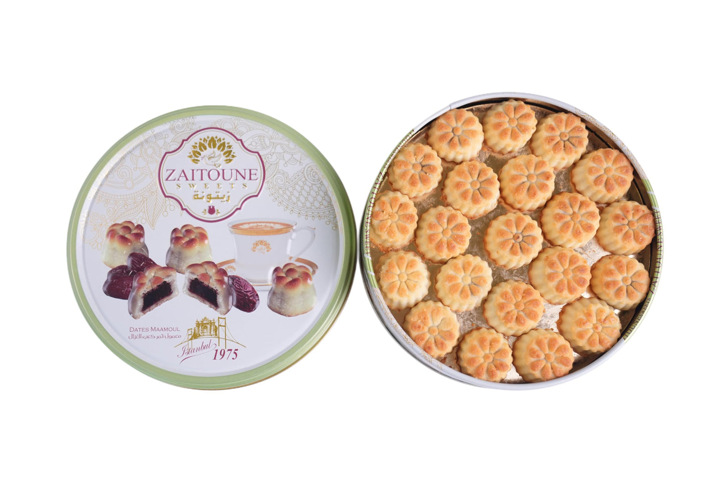 Zaitoune Maamoul Date Cookies - 9 oz - Authentic Middle Eastern Sweets | Arabic Cookies with Dates - Premium Dessert Gifts in Elegant Tin