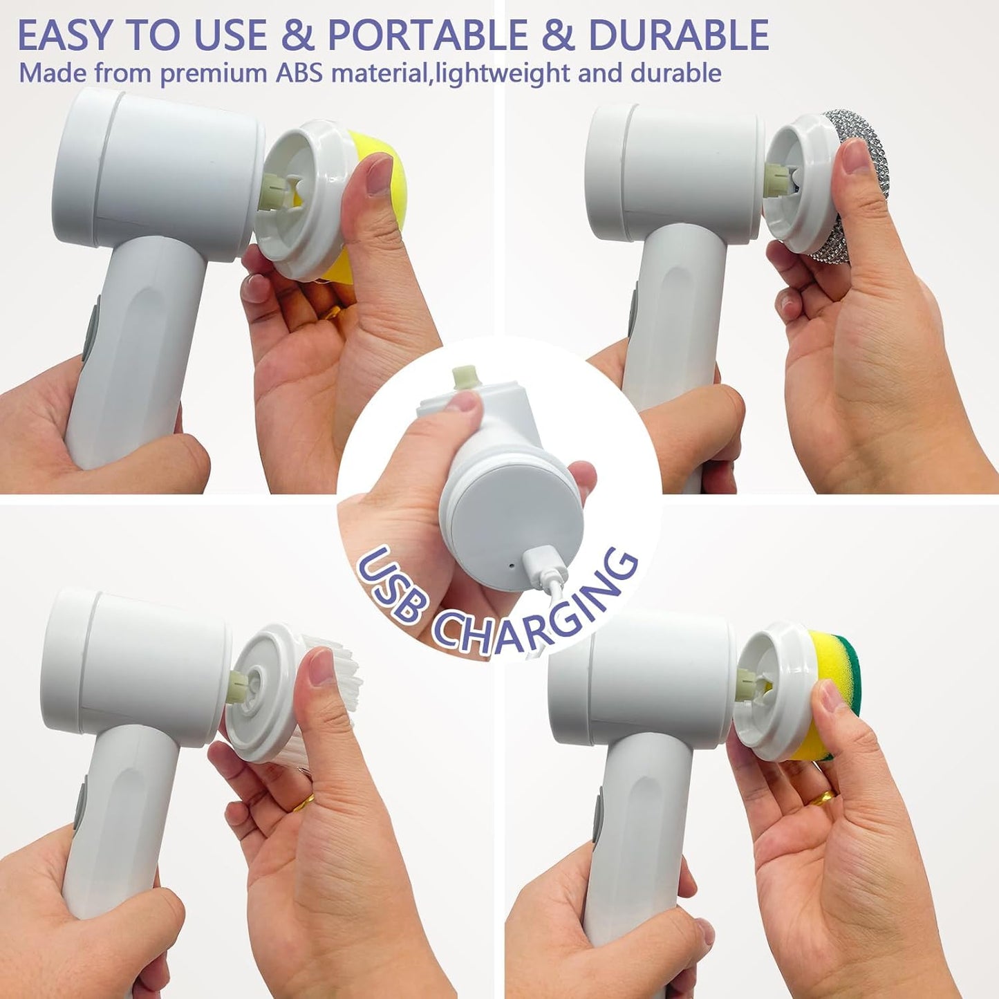 HFLYJPYW Electric Spin Scrubber - Shower Scrubber,Bathroom Scrubber Electric,for Cleaning Tub, Floor, Tile, Window, Sink, Kitchen Cleaning with 6