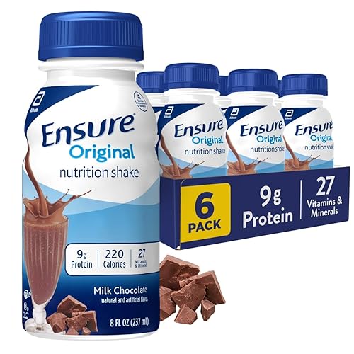 Ensure Original Milk Chocolate Nutrition Shake | Small Meal Replacement Shake | Ready To Drink | 9g Protein, 27 Vitamins and Minerals | 8 fl oz - 6