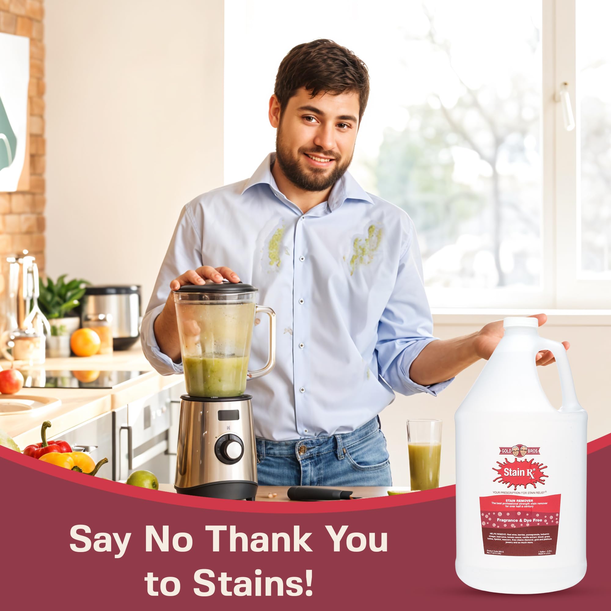 Stain Rx Stain Remover, Effectively Eliminates Stains from Wine, Berries & Blood on Colorfast Fabrics, Carpets, Upholstery & Jewelry, Fragrance Bleach