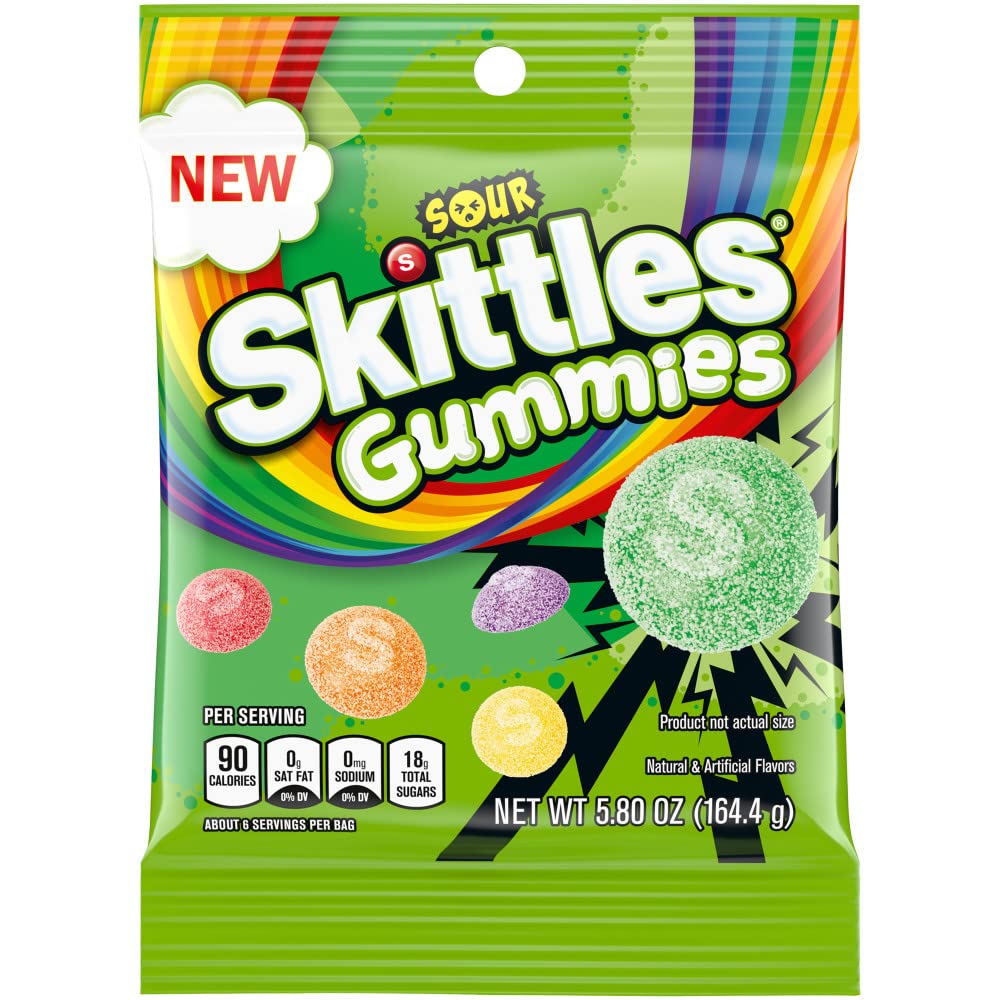 SKITTLES Sour Gummies, Sour Candy Assortment, Bulk Candy Pack 5.8 Oz 12 Ct