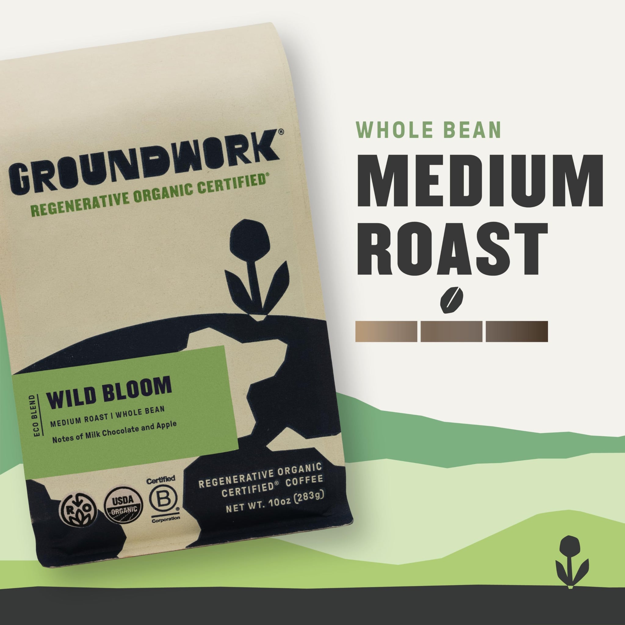 GROUNDWORK COFFEE CO USDA Organic Wild Bloom Whole Bean Coffee, 10 OZ