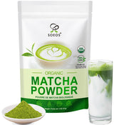 Soeos Organic Matcha Powder, Matcha Green Tea Powder, 2 oz (57g), Antioxidant-Rich Matcha Powder for Lattes, Smoothies and Baking, Recyclable Bags