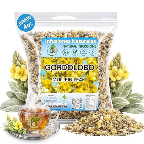 Gordolobo Herbal Tea - 4 oz (113 g) - 100% Natural Loose Leaf Mullein Flower Tea - Vegan, Non-GMO, Gluten-Free - Traditional Mexican Remedy - Calming