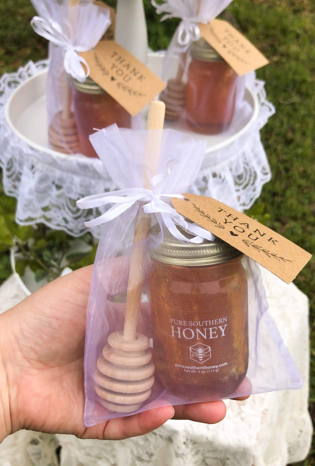 100% Authentic, USA - Made [ 4 oz ] MINI Raw Unfiltered Honey with Honeycomb, Pure Southern Honey - Unheated - Non - GMO, No Additives, All - Natural