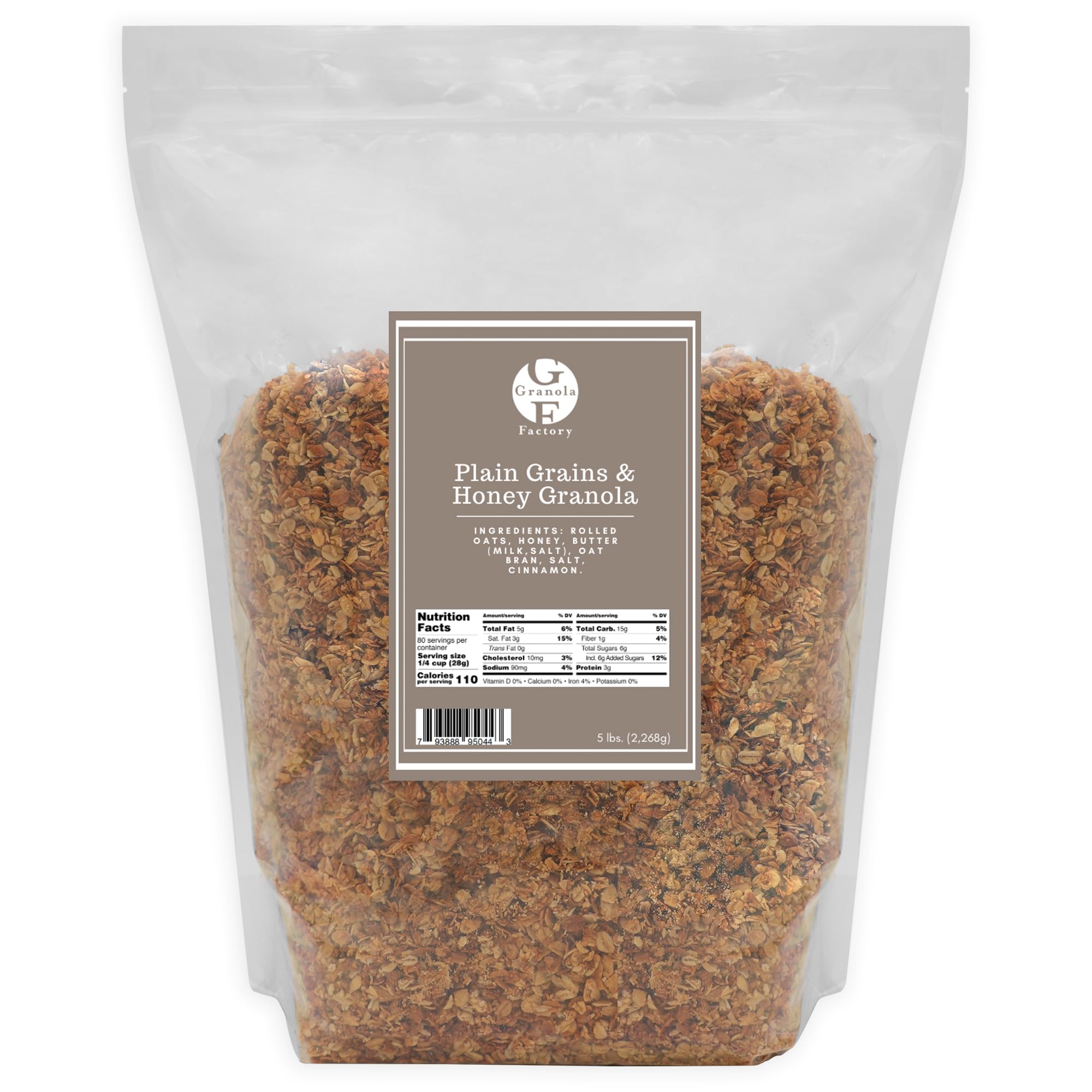 Plain Grains and Honey Granola 5 lb. Value Pack| Nutritious & Delicious Breakfast Cereal | Perfect for Healthy Snacking