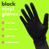 Colortrak Black Vinyl Gloves, Disposable Latex-Free & Powder-Free Hair Color Gloves for Chemical Processing & Salon Services, 200 Count (2 Boxes)