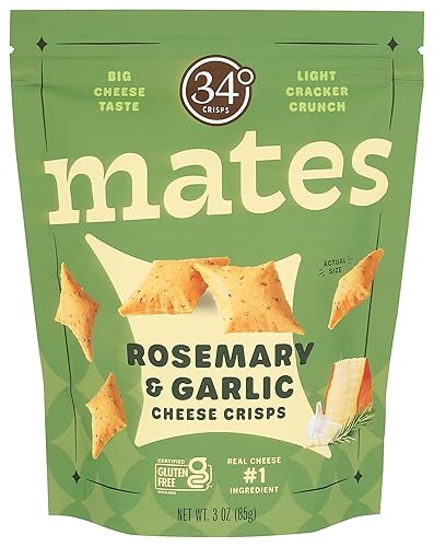 34 Degrees Rosemary and Garlic Cheese Crisps Mates, 3 OZ