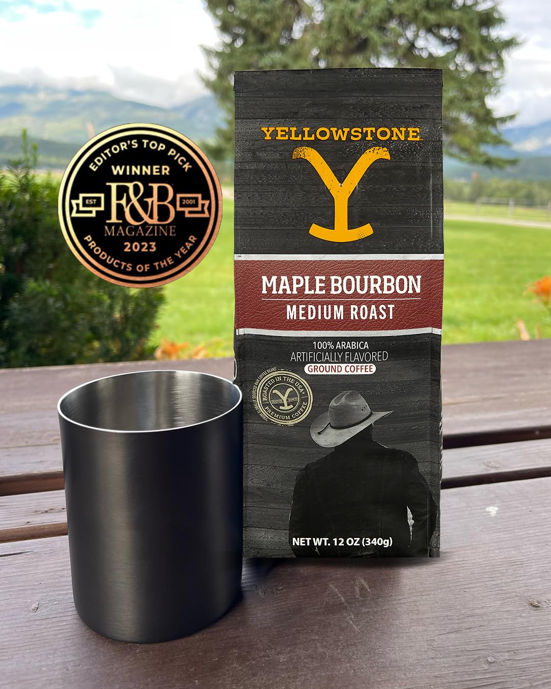 Yellowstone Maple Bourbon Medium Roast Coffee,100% Arabica Ground Coffee, 12 oz.