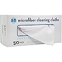 S&T INC. 50 Pack Microfiber Cleaning Cloth with Box, Bulk Towels for Home, Reusable Microfiber Towels for Cars, Cleaning Rags, White, 190gsm, 11.8