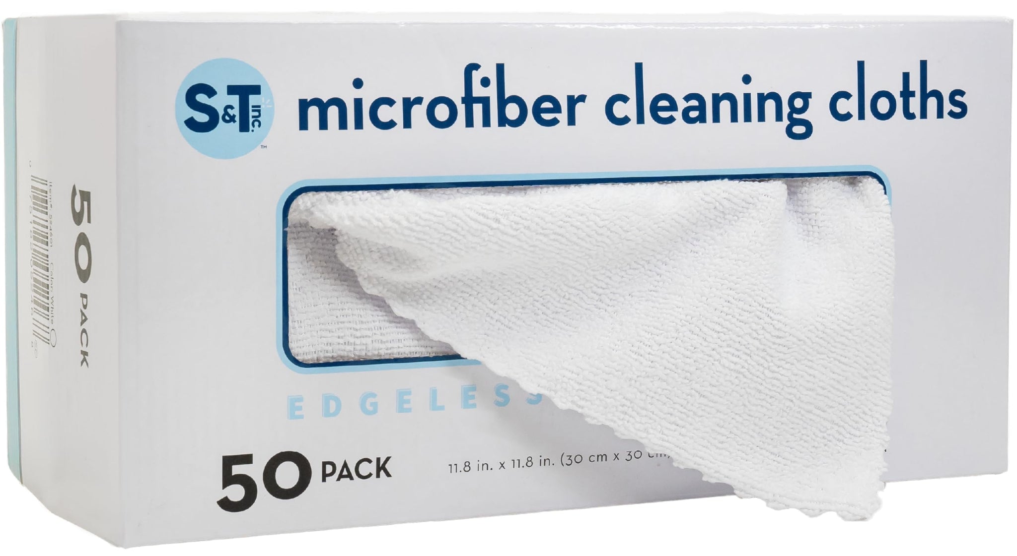S&T INC. 50 Pack Microfiber Cleaning Cloth with Box, Bulk Towels for Home, Reusable Microfiber Towels for Cars, Cleaning Rags, White, 190gsm, 11.8