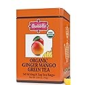 Brew La La Organic Green Tea - Ginger Mango Flavor - 50 Tea Bag Tin - Low Caffeine - USDA Certified Organic