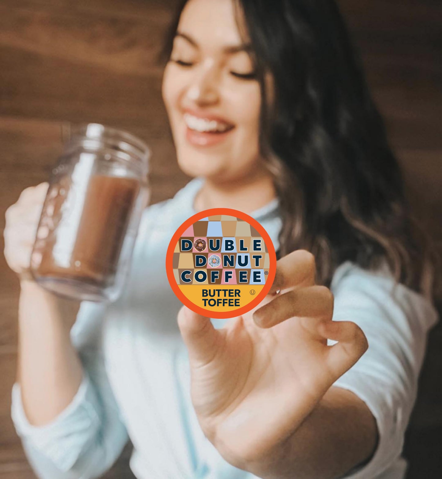 Double Donut Coffee Flavored Coffee Pods,Butter Toffee Coffee, Single Serve Medium Roast Coffee for Keurig K Cups Brewers, 24 Count