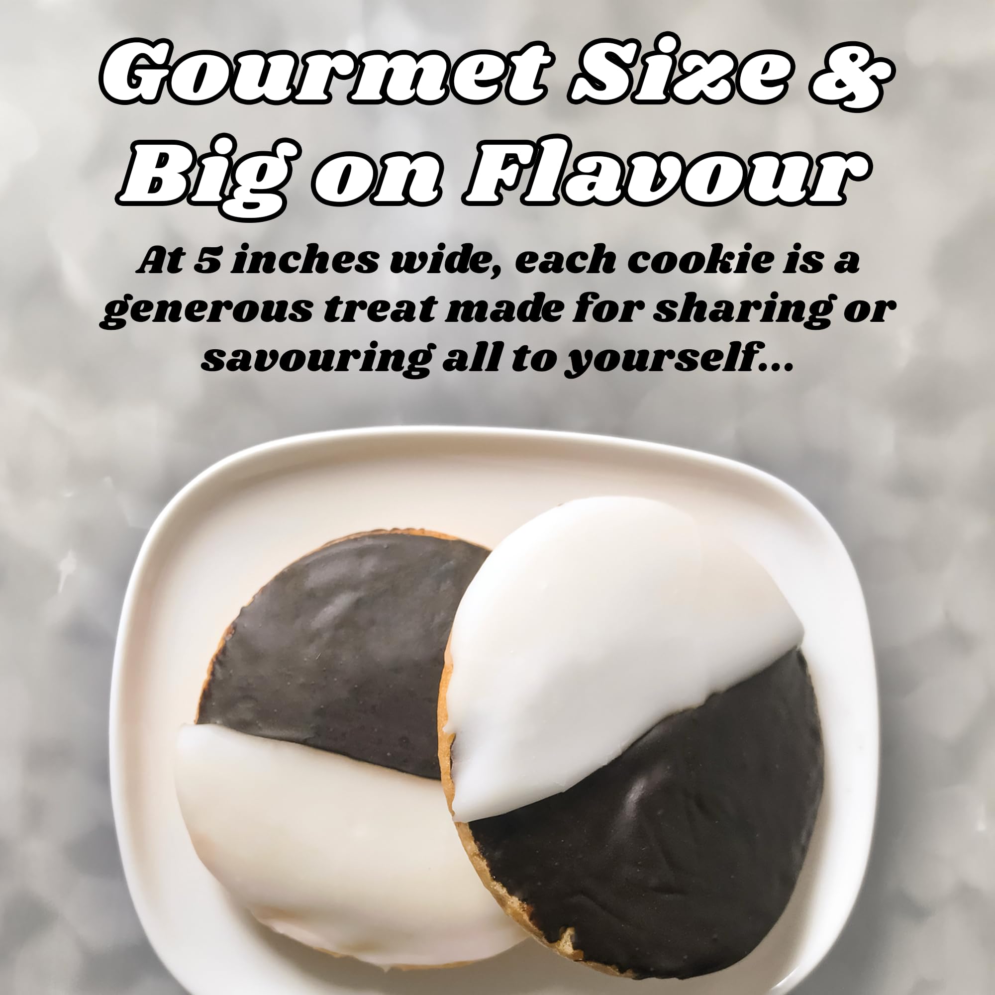 Best Cookies 5" Black and White Cookies New York Style - 24 Gourmet Vanilla Cookies Individually Wrapped, Kosher Certified, Fresh Bakery Snack