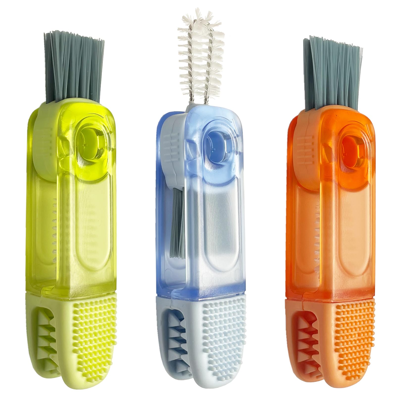 3Pcs 4-in-1 Bottle Cleaning Brush Set, Cup Lid Cleaner and 3pcs Tube Brush Kit, Home Kitchen Crevice Cleaning Tools Straw Cleaning Brush for Sippy