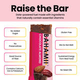 Bahamii Chocolate Almond Date and Energy Bars, Healthy Snacks and Breakfast Bars for Kids and Adults, No Sugar Added, Gluten Free, High Fiber, Vegan