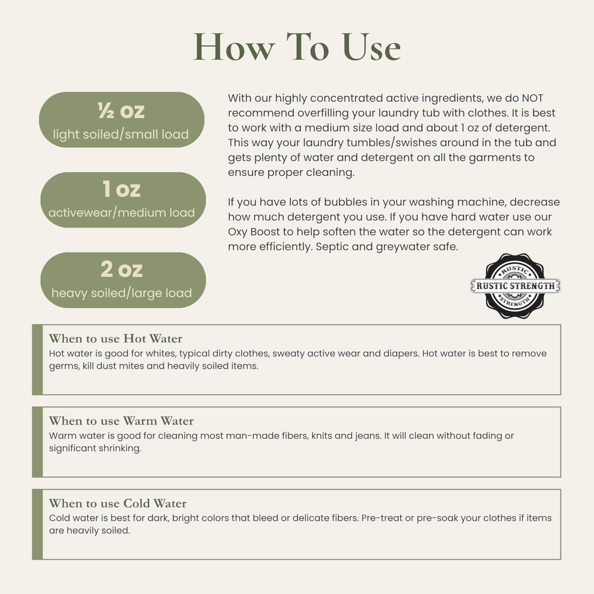 Rustic Strength Natural Laundry Detergent, Fresh Linen Scent, Liquid, Color Safe, Sensitive Skin, HE Compatible, 64 oz Plastic