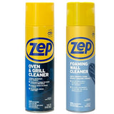 Zep Heavy-Duty Oven and Grill Cleaner 19 oz (1 Unit) and Foaming Wall Cleaner 18 oz (1 Unit) ECBD001 - Professional Grade Foaming Spray Cleaners