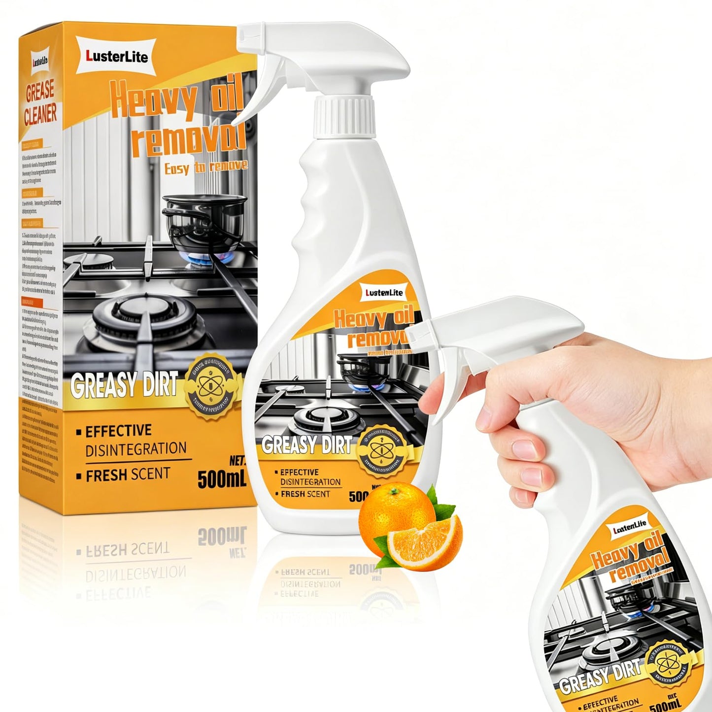 Powerful Grease-Removing Spray - 500 Ml Foam Cleaner, Suitable for Range Hoods Glass Cooktops and Oven Racks | Suitable for Stainless Steel Granite
