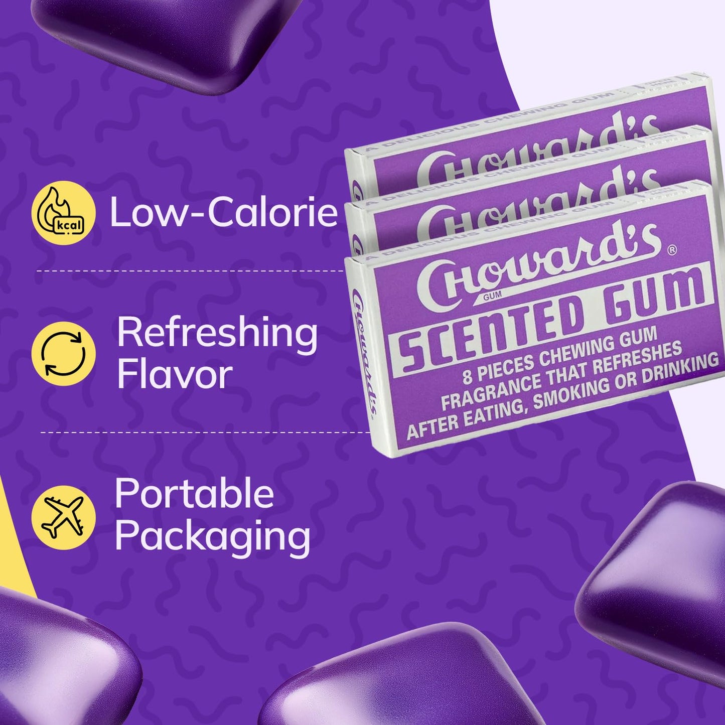 Choward's Scented Gum | Bold Aromatic Refreshing Flavor | Perfect for Fresh Breath, Travel, Sharing, and Gifting | Nostalgic Chewing Gum | Pack of 24