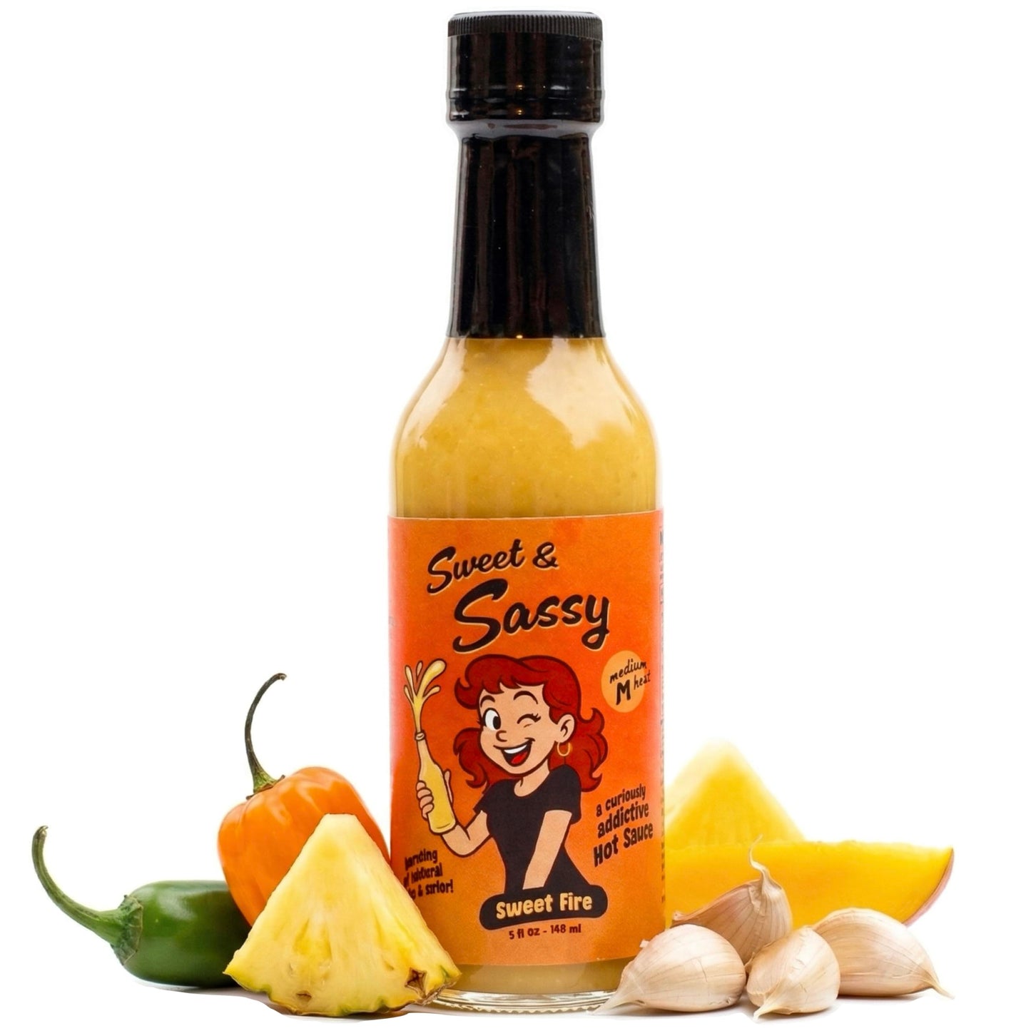 Sweet & Sassy Sweet Fire Hot Sauce, 5 oz (1), Bold Flavor & Balanced Heat with Pineapple, Sweet Mango & Fresh Garlic| Premium, Small-Batch Crafted in