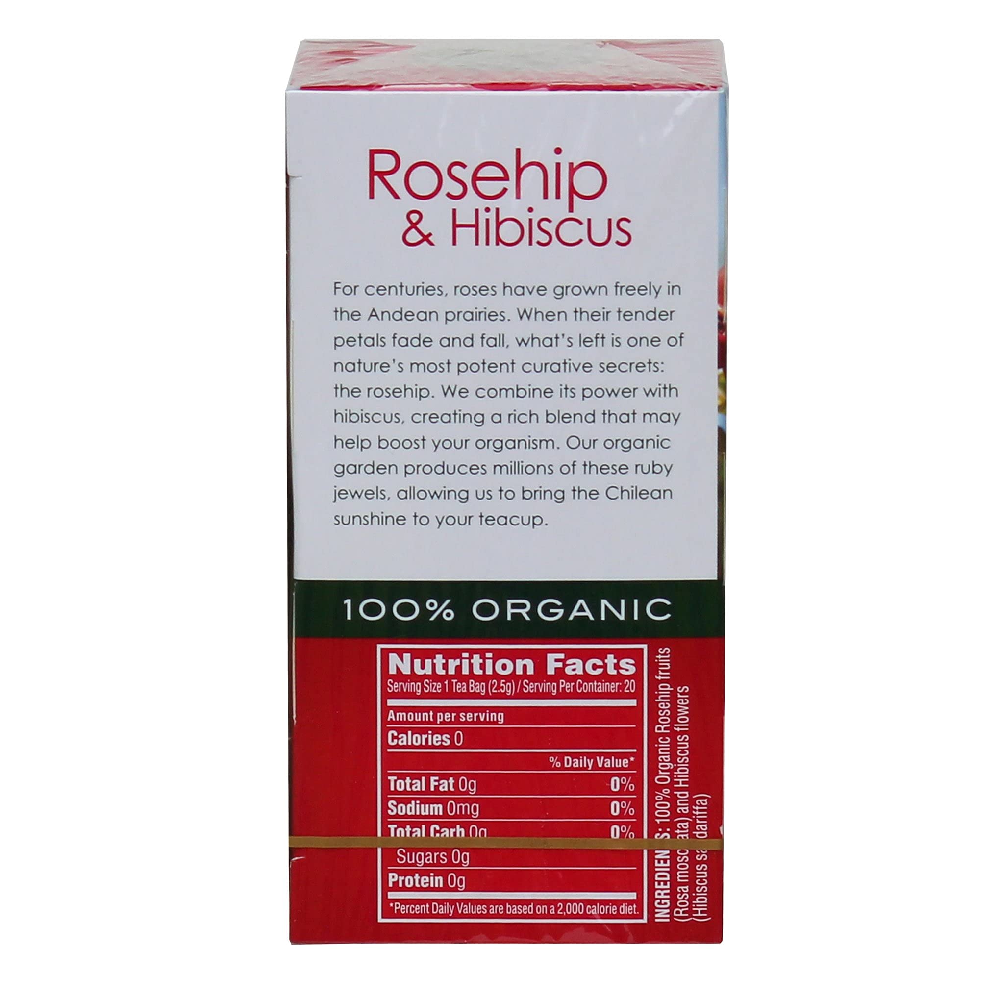 Garden of the Andes Herbal Organic Decaf Rosehip and Hibiscus Hot Tea Bags, 0.9 oz, 20 Count, (Pack of 3)