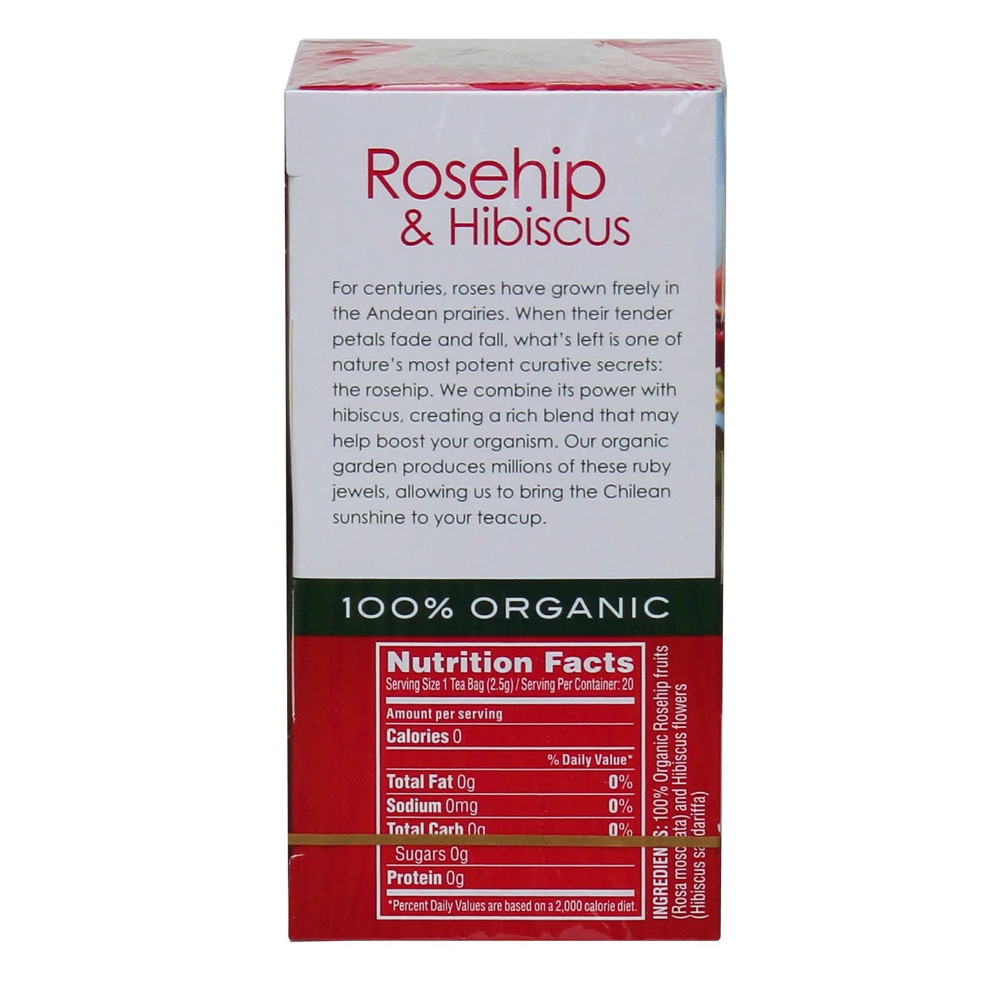 Garden of the Andes Herbal Organic Decaf Rosehip and Hibiscus Hot Tea Bags, 0.9 oz, 20 Count, (Pack of 6)