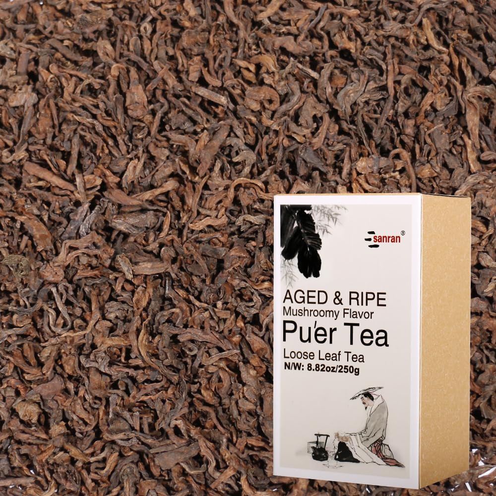 SANRAN Puerh Tea Loose Leaf, Aged Fermented Yunnan Black Puer Tea Bulk, 8.82 Ounce