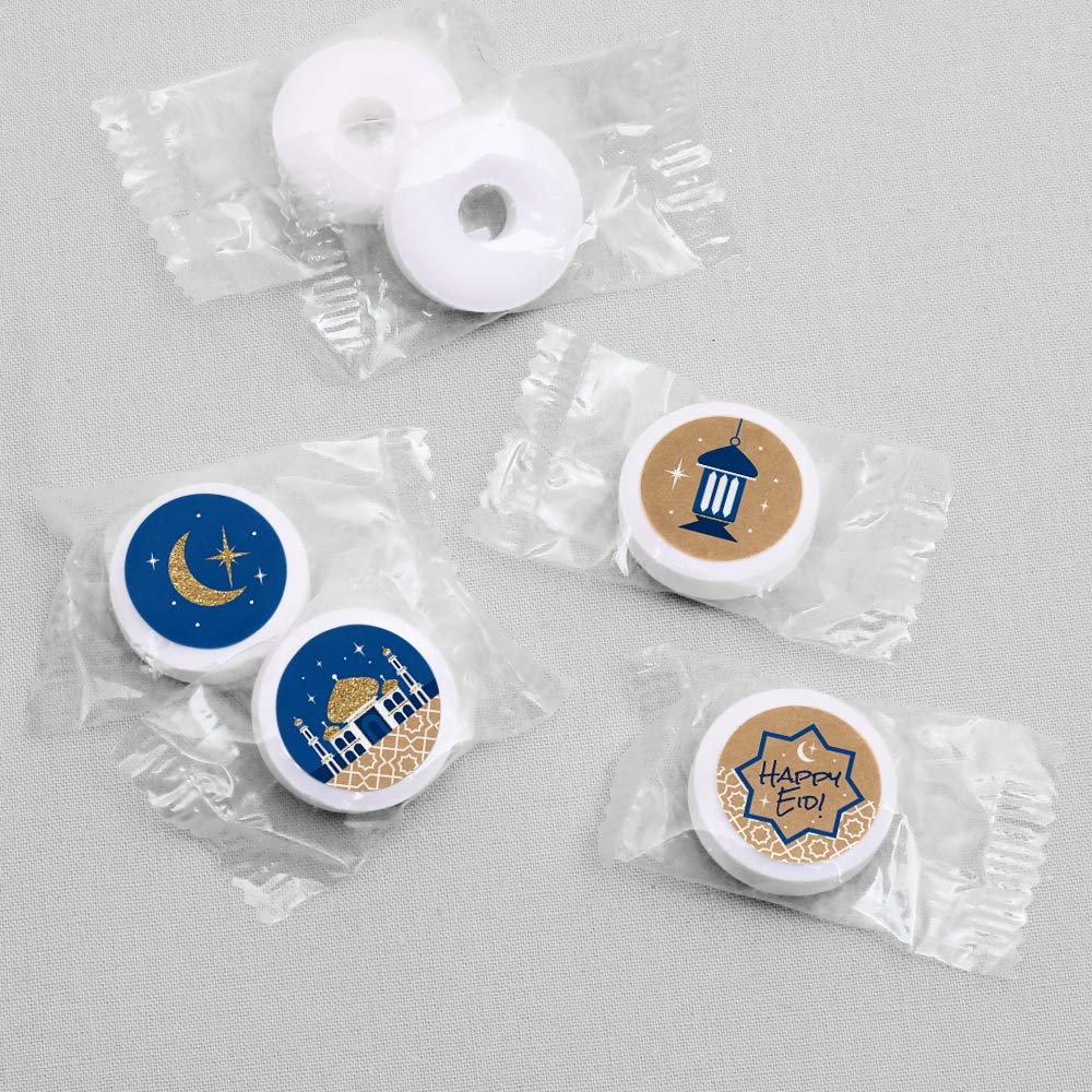 Ramadan and Eid Mubarak Party Favors - Round Candy Stickers - 108pc