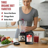 Dr. Cowan’s Garden Organic Three Beet Powder Refill Pouch - Certified Detroit Red, Chiogga & Golden Beets - USA Grown Beetroot Powder in Miron Glass
