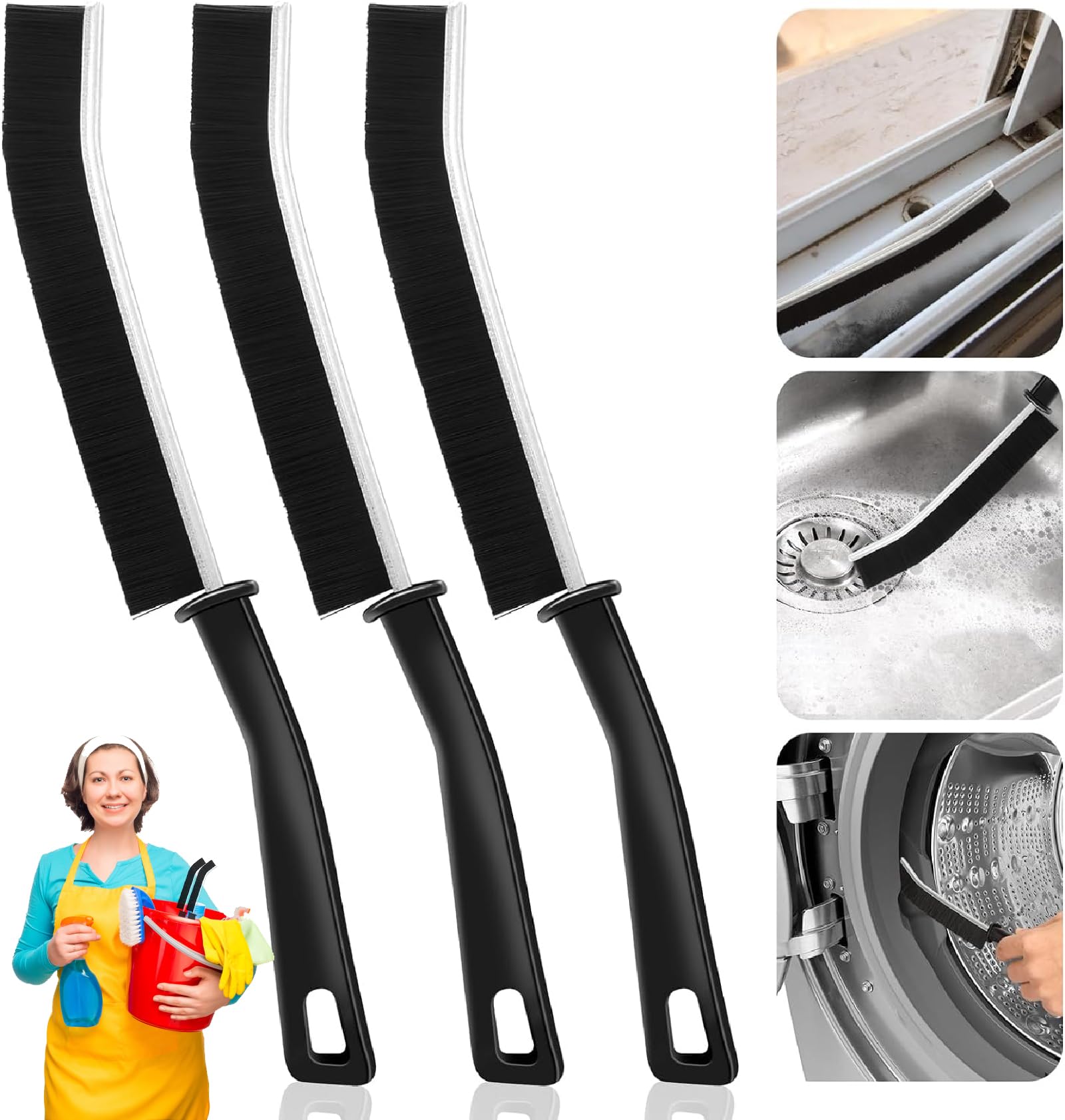 3 Pcs Crevice Cleaning Brush, 2023 Updated Premium Hard Bristle Cleaning Brush, Multifunctional Gap Cleaning Brush for House Use Dead Corners Window