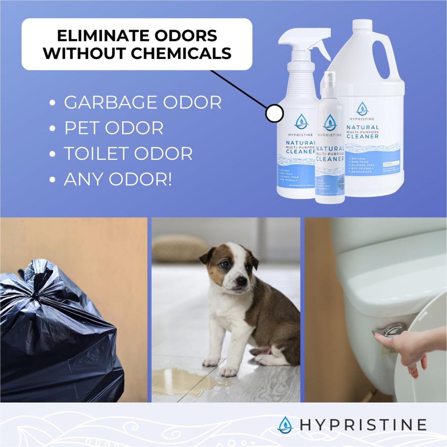 HYPRISTINE Natural Multipurpose Surface Cleaner, 32 fl oz Spray Bottles, 12 Pack