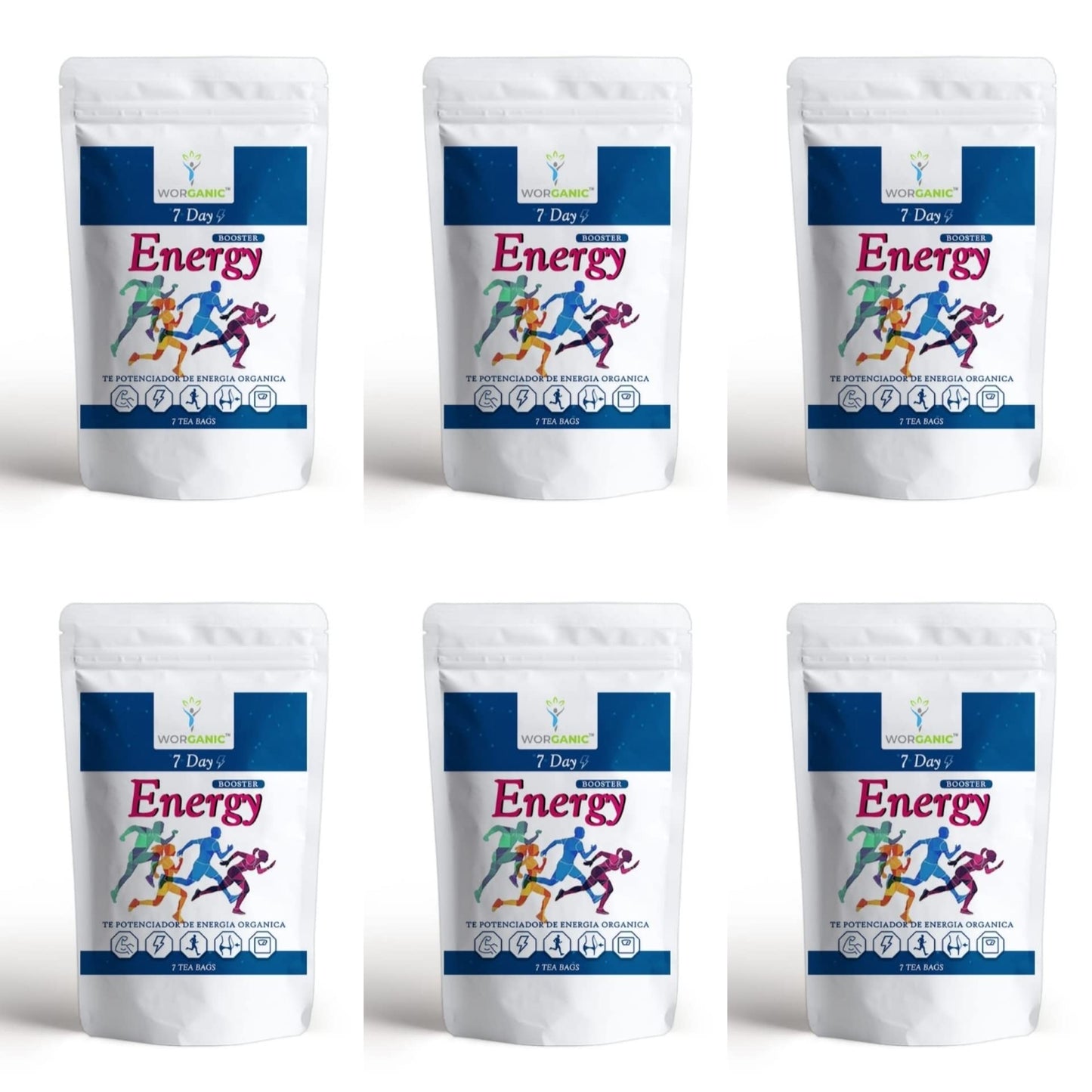 Booster Energy Tea - Worganic Tea - (6 Pack) - Essential Energy Drink Supports booster of physical and mental activity. Original Flavor by WORGANIC l