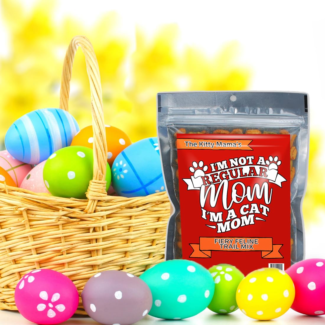 Irresistible Cat Mom Fiery Feline Trail Mix - Spicy Nut Blend with Premium Ingredients for Feline Delight - Pouch for Happy Cats