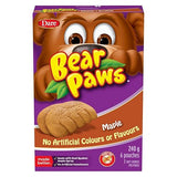 Bear Paws Maple - Peanut Free Portion Packed Kids Soft and Delicious Cookies with Real Quebec Maple Syrup 240g Single Pack