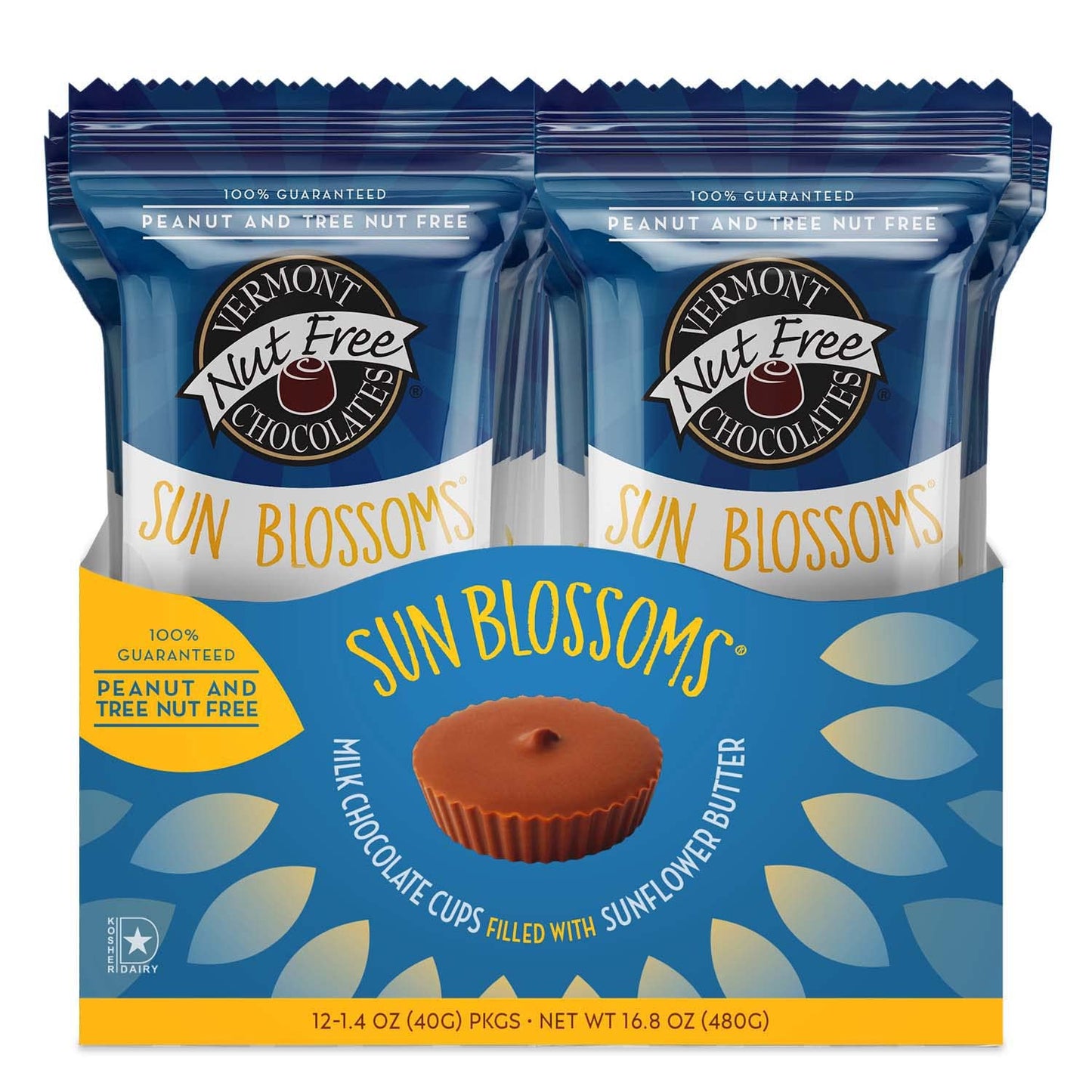 Vermont Nut Free Chocolates Sun Blossoms® (Milk Chocolate), 12 Count, Nut-Free, Egg-Free, Kosher