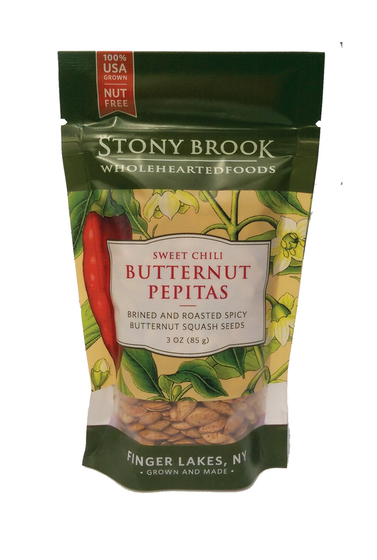 Stony Brook Pepitas, 3 ounce bags (Pack of 12) (Sweet Chili Butternut Pepitas)